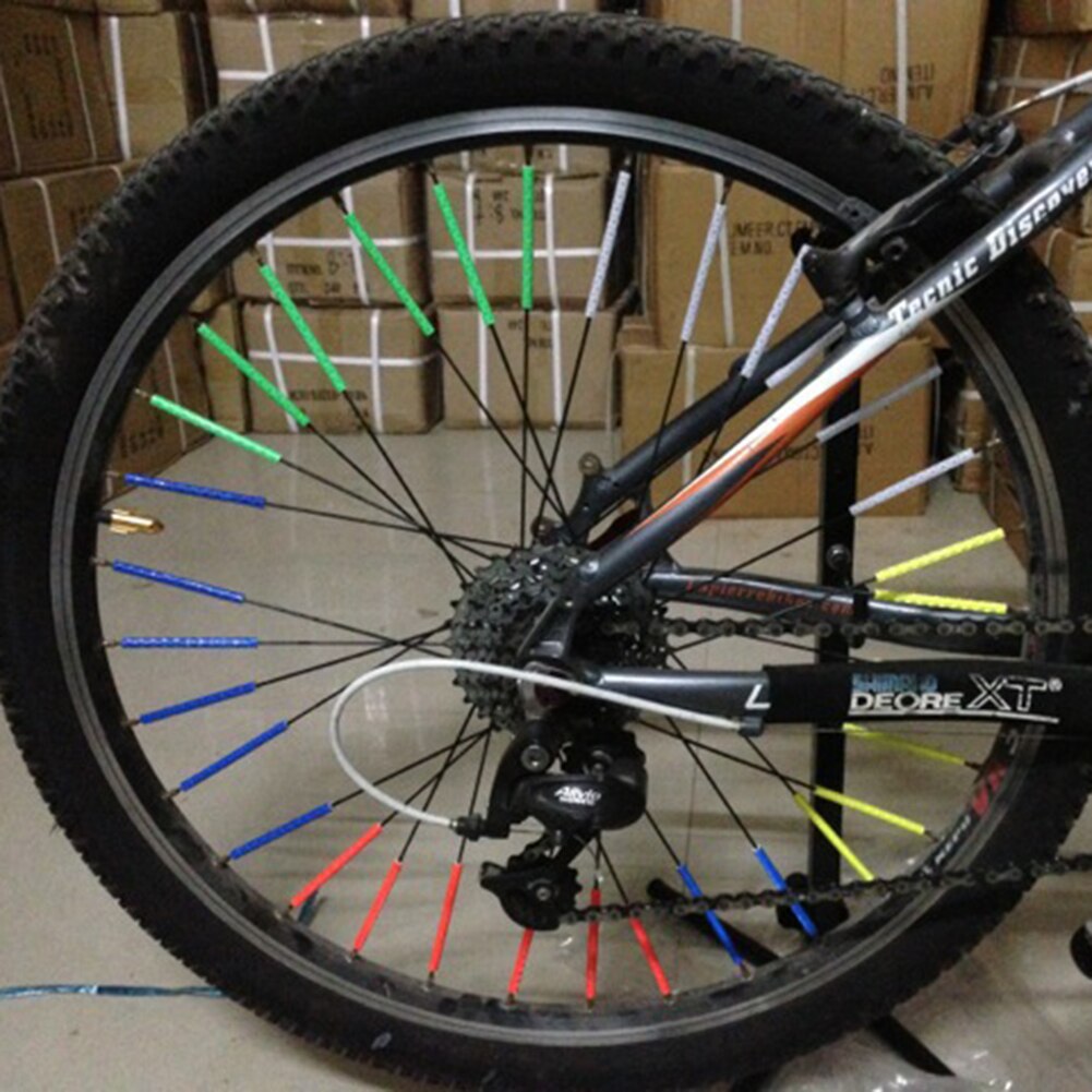 1 Pack Of Bicycle Colorful Reflective Spokes UV Resistant Waterproof Abrasion Resistant Reflective Strips Bicycle Upgrade