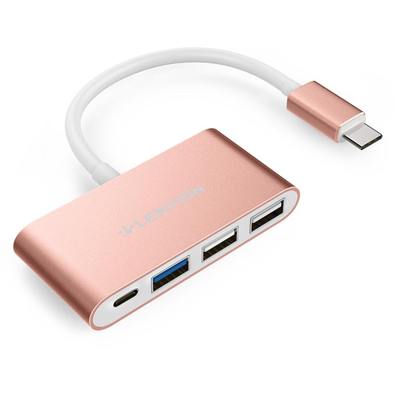 Lention USB-C Hub con il Tipo di C, USB 3.0, USB 2.0 per 2020-2016 MacBook Pro 13/15/16, Mac Multiporta di Ricarica e Collegamento Adattatore: Rose Gold