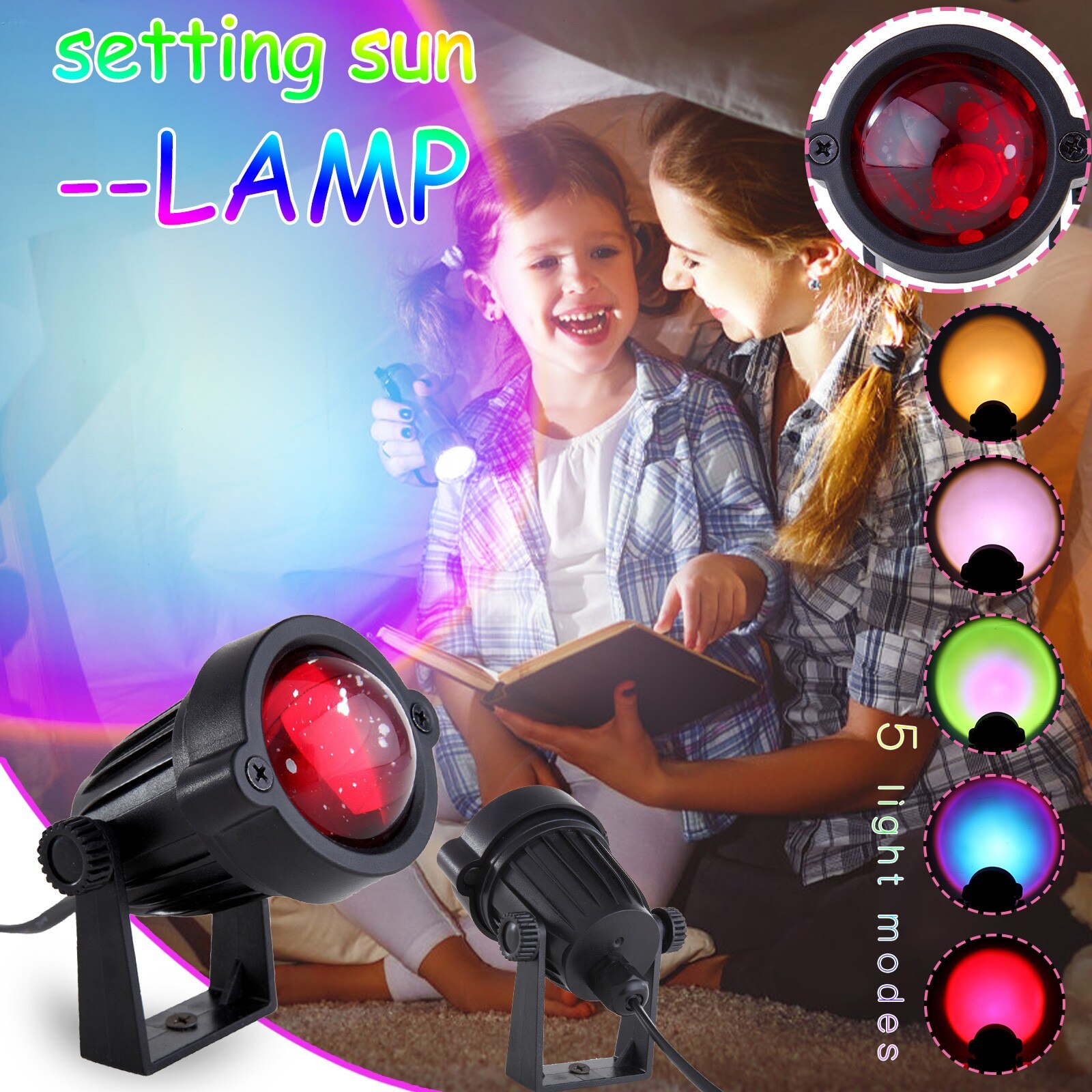 Lampada di proiezione al tramonto luci notturne a LED lampada al tramonto arredamento camera da letto USB arcobaleno proiettore atmosfera per la decorazione della barra di casa luce
