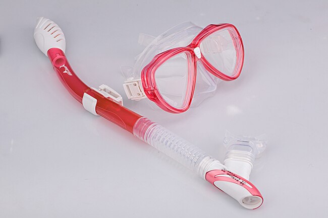 Zwemmen duiken scuba anti-condens bril siliconen masker snorkelbril + snorkelset: Rood