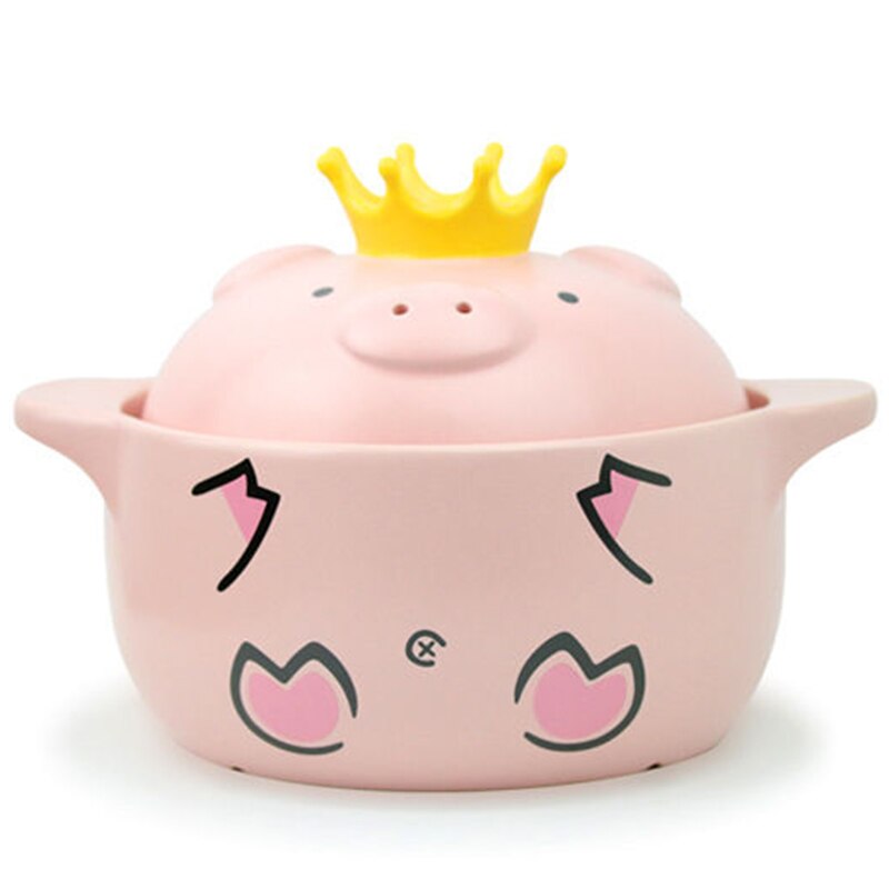 1000Ml Pink Pig High Temperature Resistance Casserole Handle Ceramic Cooker Kitchen Supplies: Default Title