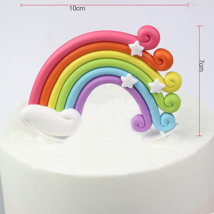 6 stks/partij Foam Ballon Gemengde Kleuren Cake Topper Gelukkige Verjaardag Cake Topper Baby Shower Decoraties Wedding Party Cake Deoration: rainbow