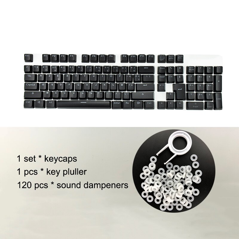 French Keycaps For Mechanical Keyboard Compatible With MX Switches Double Shot Support Led Lighting FrançAis Keycaps AZERTY: Black n Ring(Blister