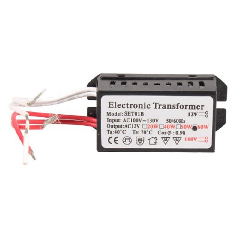 110V zu 12V 60W Halogen hell Energie liefern Konverter Elektronischer Transformator Schwarz