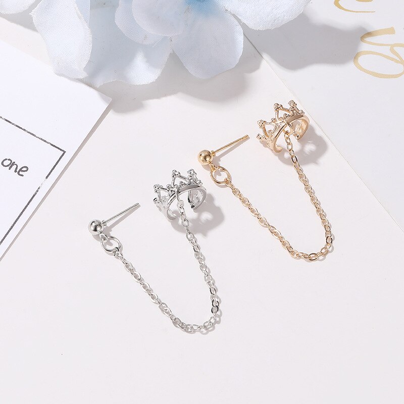 Crown U-shaped ear clips hollow love retro earrings for women pendientes mujer long earrings piercing Ear cuffs clip on earrings