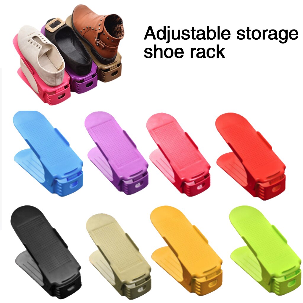 10 teile/los dauerhaft Einstellbare Schuh Veranstalter Schuhe Unterstützung Slot Platzsparende Schrank Schrank Stehen Schuhe Lagerung Gestell Schuhkarton: bunt