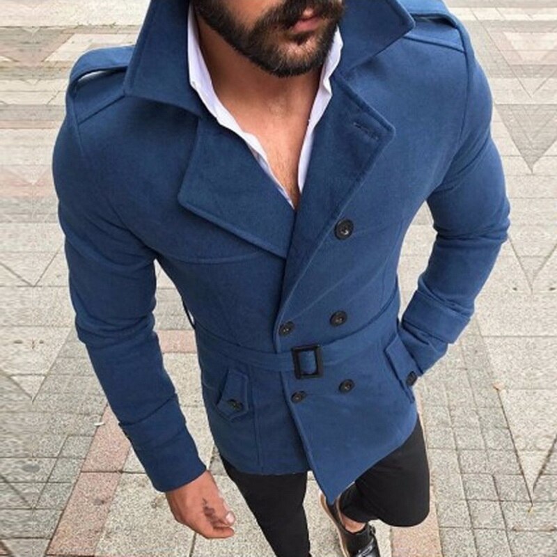 Trench Coat Men Classic Double Breasted Mens Long Coat Mens Clothing Long Jackets Coats British Style Overcoat
