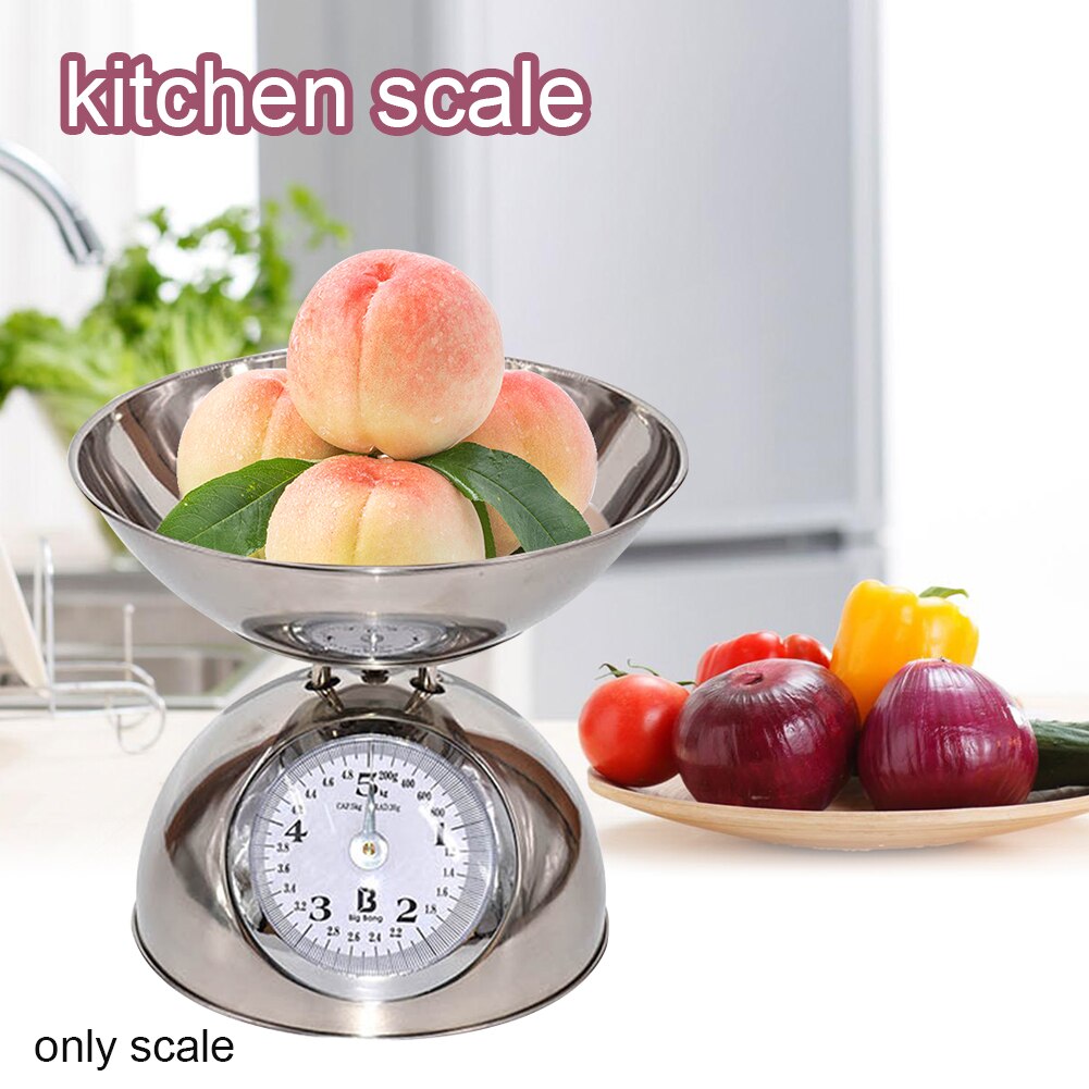 Báscula mecánica de 5kg para restaurante, cocina, comida para pesar el hogar con Bol, cocina fácil de leer, acero inoxidable Retro preciso