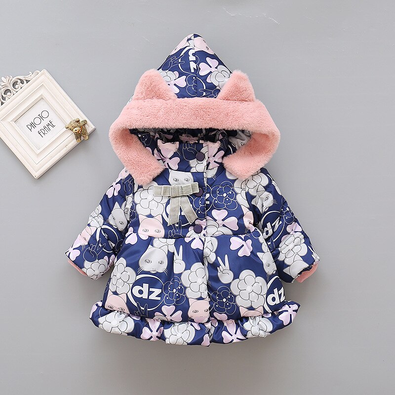 Jaqueta infantil de inverno, casaco grosso e quente para crianças, blusa de desenho animado para meninas