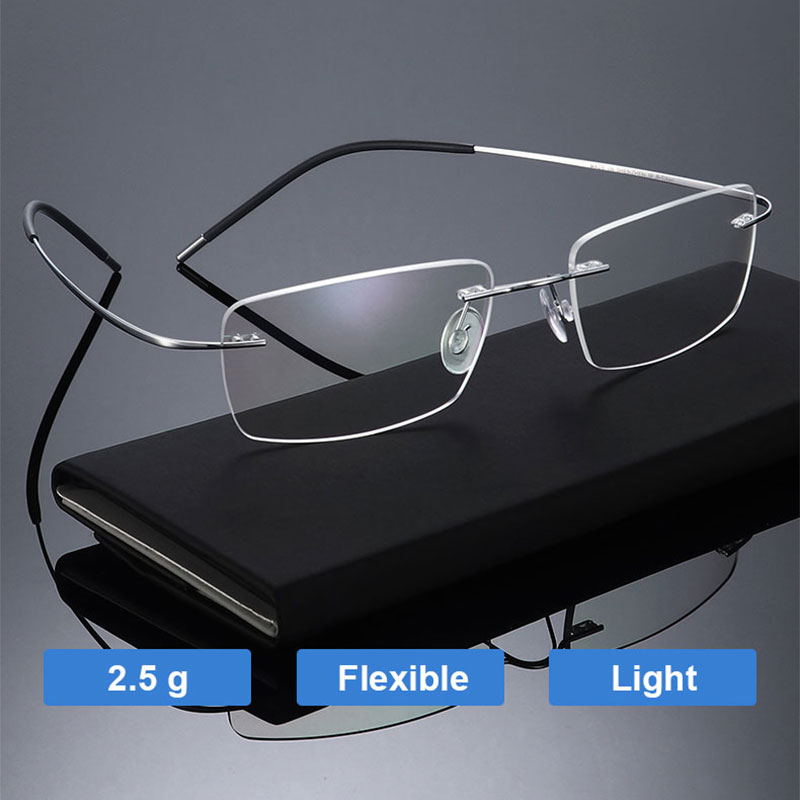 Montura de gafas de titanio súper ligera y Flexible, sin montura, para mujeres y hombres, gafas graduadas ópticas