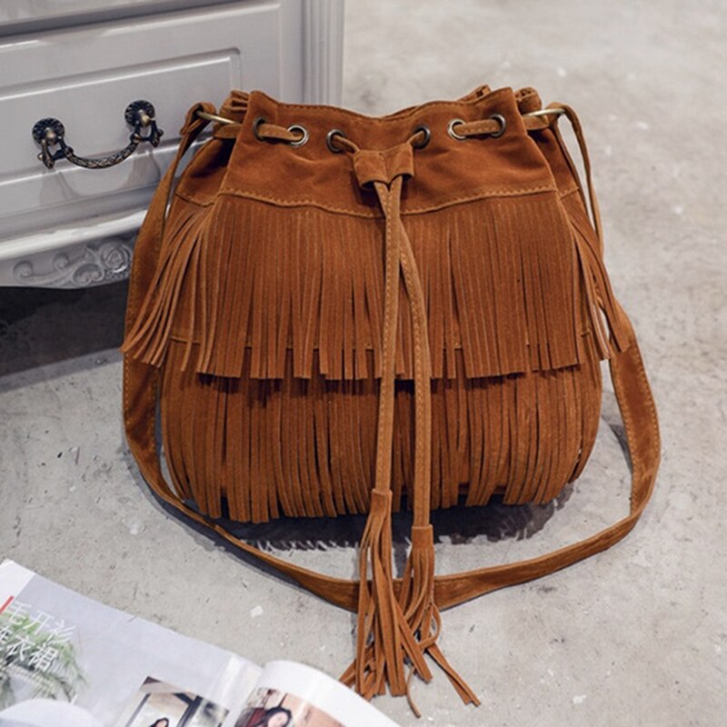 Retro Faux Suede Fringe Vrouwen Messenger Tassen Nieuw Handtas Kwastje Schouder Handtassen Crossbody Tas Bolsa Feminina