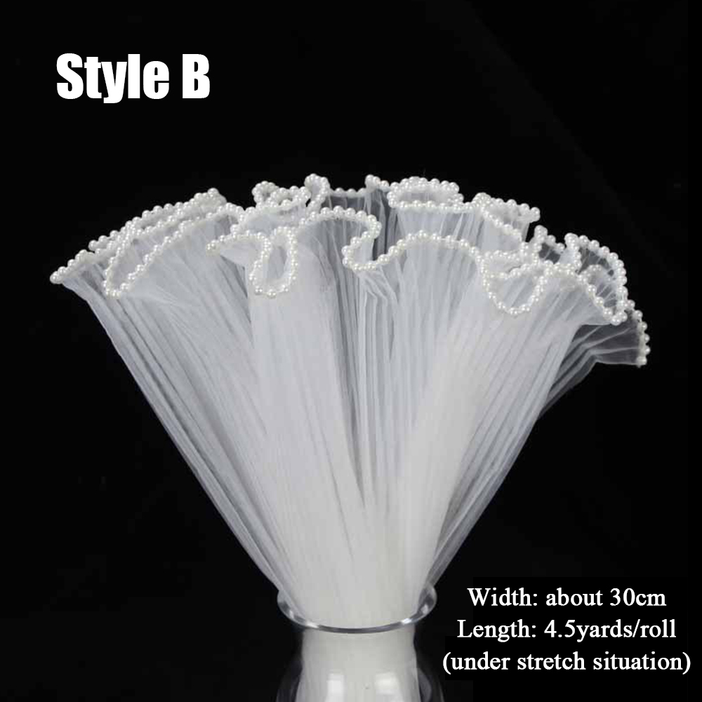 1 Roll Wave Garen Bloem Verpakking Papier Inpakpapier Voor Diy Handgemaakte Boeketten Verpakkingsmaterialen Ballonnen Boeket Decoratie: B White