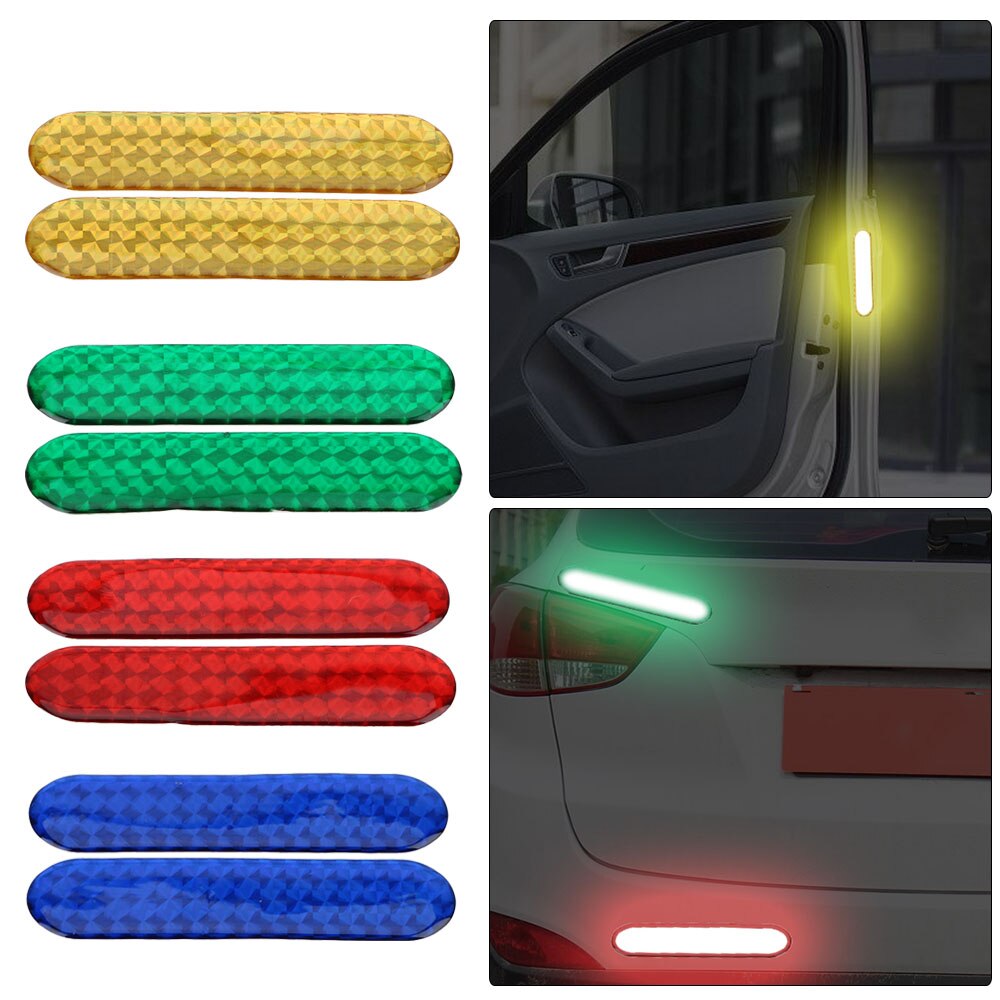2 stuks autodeurstickers, waarschuwingstape, reflecterende stickers, reflecterende strip, auto-styling open bord, 4- kleurig veiligheidsmerk