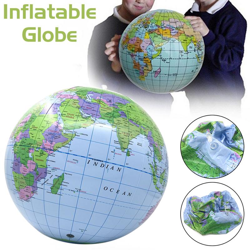 1Pcs Opblaasbare Wereldbol Leren Onderwijs Geografie Speelgoed Kaart Ballon Strand Bal Maat 40Cm