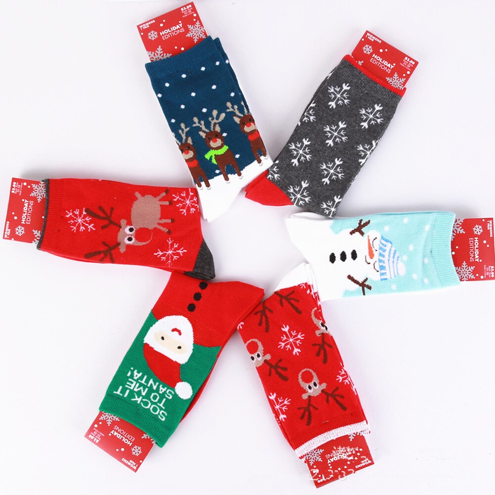 Chaussettes de noël père noël bonhomme de neige en coton, 1 paire, décorations pour la maison, de noël, nouvel an,