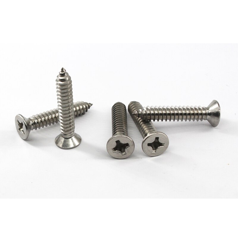(30 Pieces) M6 Phillips Screws 304 Stainless Steel Flat Head Self Tapping Screws 12/16/20/25/30/35/40/45/50/55/60mm