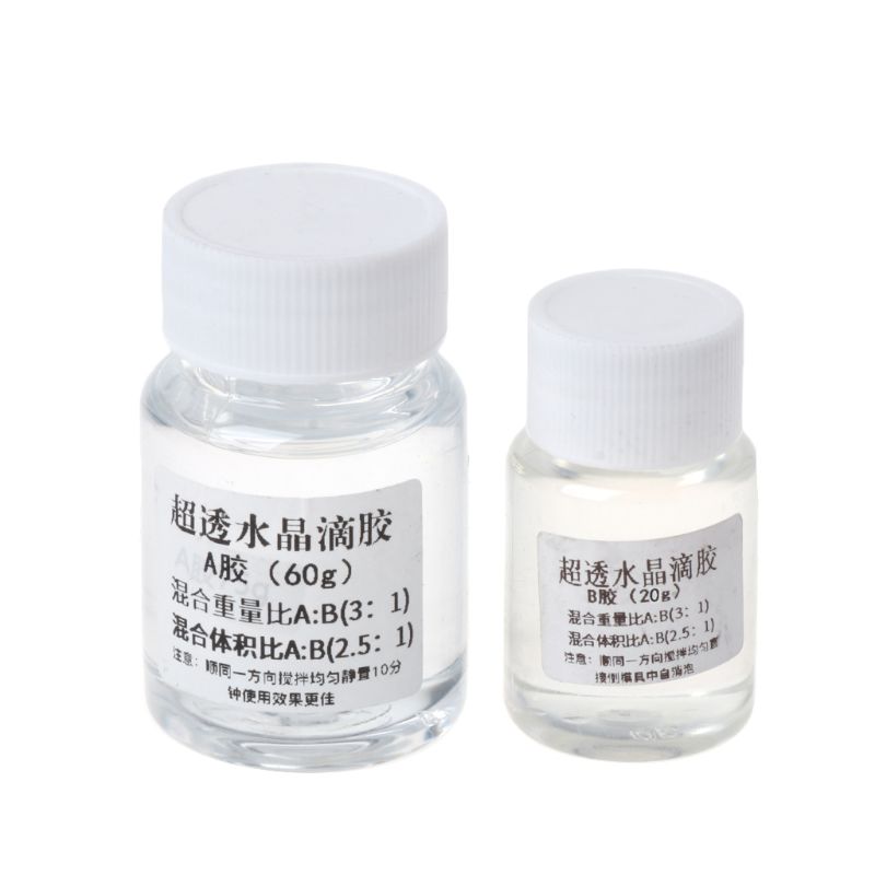 2 uds Ultra transparente AB cristal pegamento dos componentes resina epoxi sellador secado rápido 60g 20g