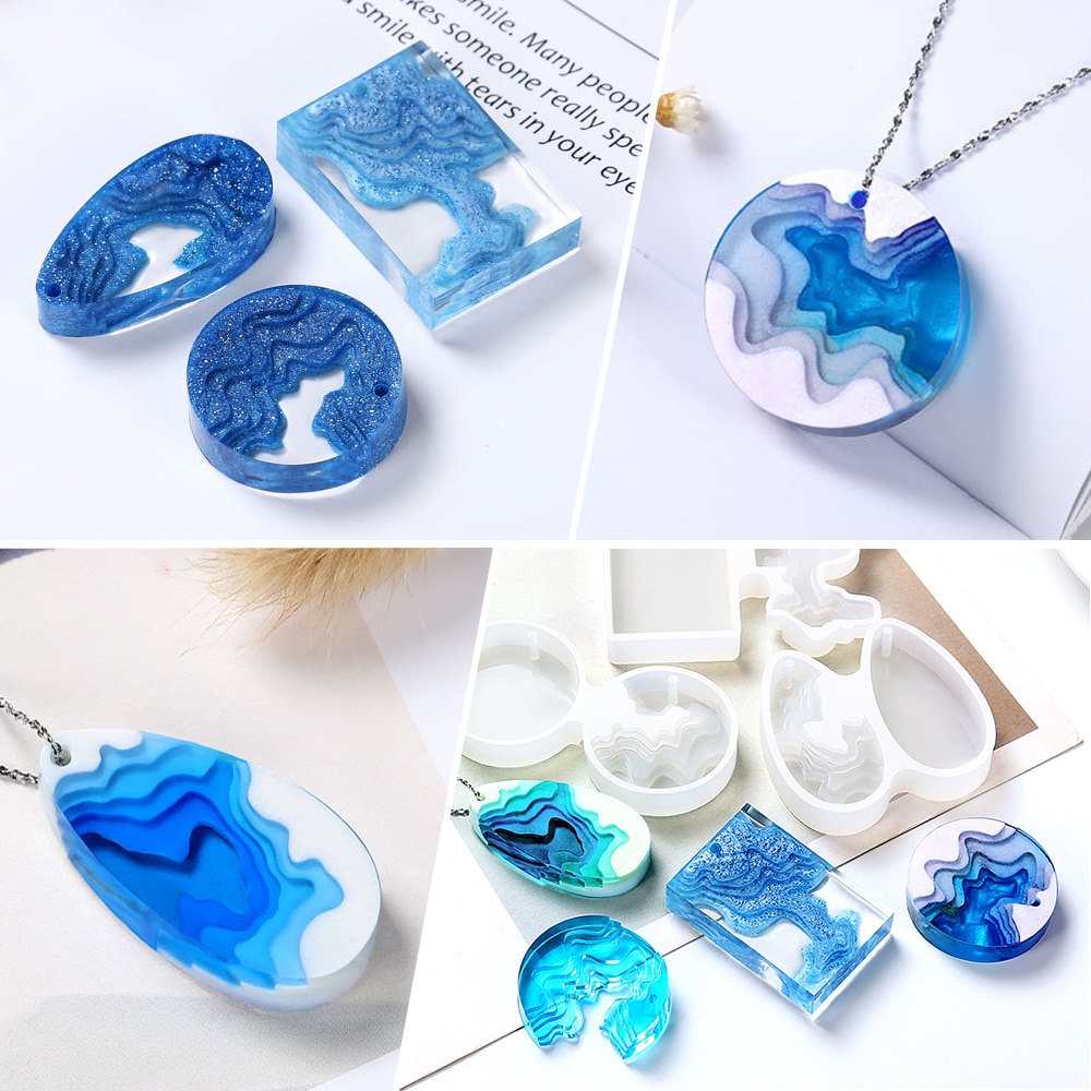 5pieces/set pendant silicone Mold Resin Silicone Mould handmade DIY Jewelry Making epoxy resin molds