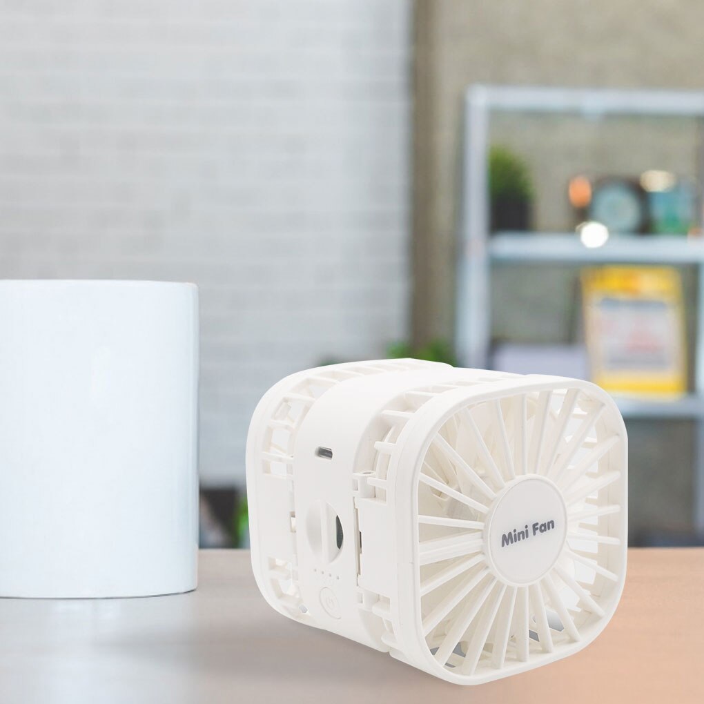 Dubbele Hoofden Elektrische Ventilator Zomer Draagbare Opvouwbare Handheld Desktop Verstelbare Ventilator Met 3 Gears Wind