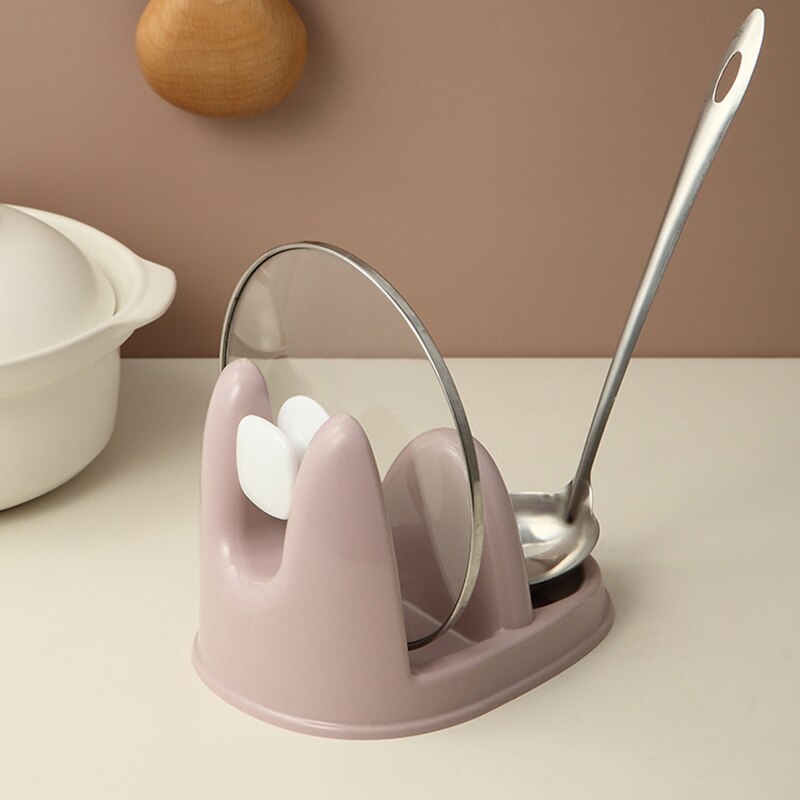 Praktische keuken kookgereedschap pot pan deksel schaal standaard houder antislip beugel hakblok opberghouder rek gereedschap
