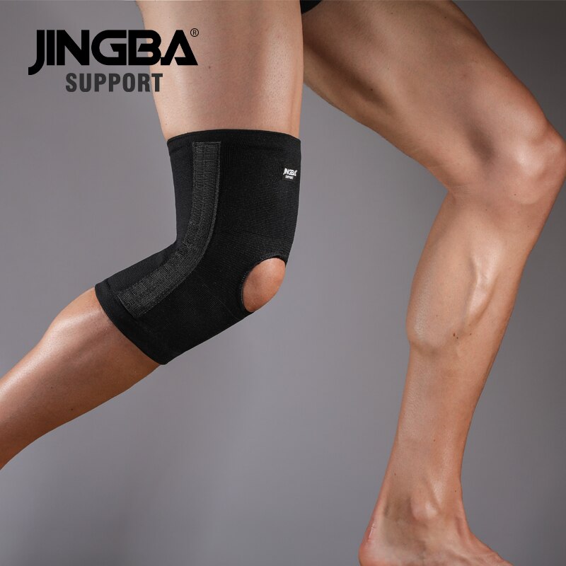Jingba support sportssikkerhed beskyttelse knæpuder volleyball knæstøtte basketball knæbeskytter bøjle fjeder støtte