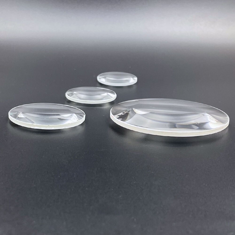 Lupa de 36mm, 40mm, 50mm, 80mm, lente de aumento 10x, 8x, 6x, vidrio óptico, proyector doble convexo, instrumento científico Experimental