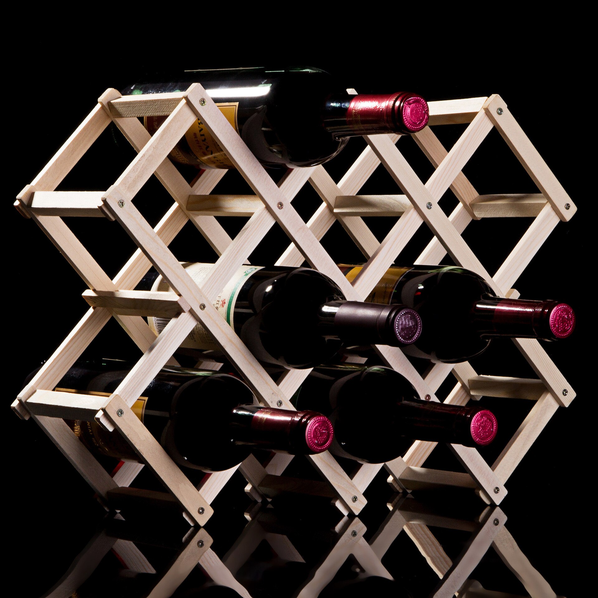 Trä rött vin rack 3/6/10 flaskställ vikbar trä display monter solid hylla utställningsarrangör