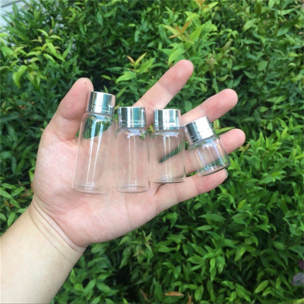 12 stuks 8ml 15ml 20ml 25ml mini glazen flesjes met zilveren draaideksel glazen flessen schroefdoppen glazen potten