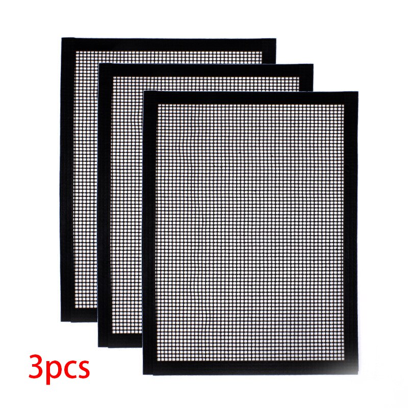 Grill Mat BBQ Grill Mesh Mat Non-Stick Cooking Sheet Liner With Side Heat Resistance Barbecue Cooking Mat Set For Outdoor Baking: 3 PCS