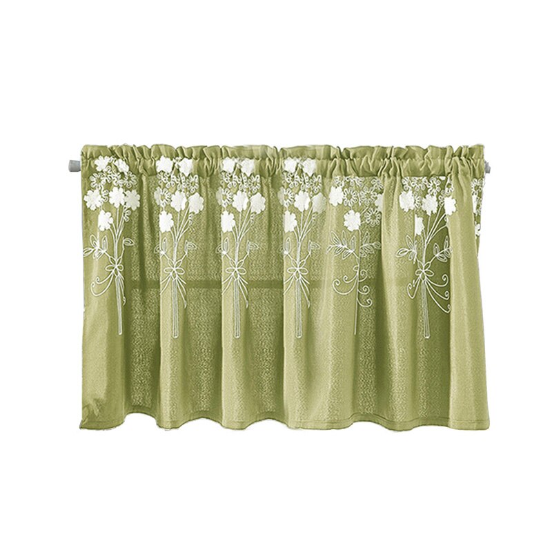 Rideau court imprimé Floral, demi-rideau transparent pour cuisine et salon, , pour panneau de fenêtre, décoration de chambre à coucher: F Short Curtain / 130x41cm