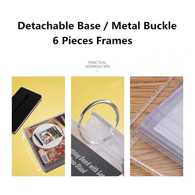 A4 Page Turning Table Menu Sign Holders Card Display Stand For School Hotel Office Store Restaurant Poster Paper Label Frame