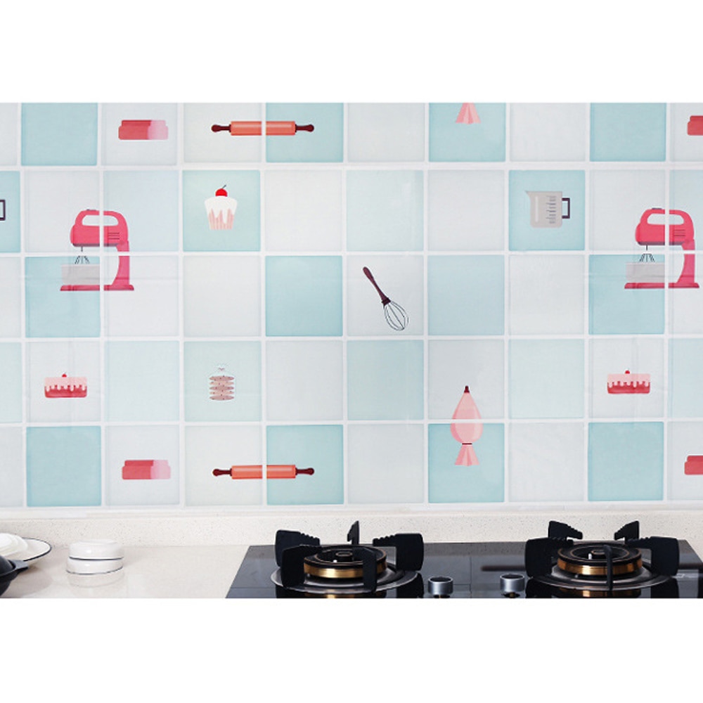 Kitchen Self-adhesive Anti-oil Stickers Large Kitchen Cupboard Sticker Waterproof Oil Proof Wall Tile Sticker Home Decoration