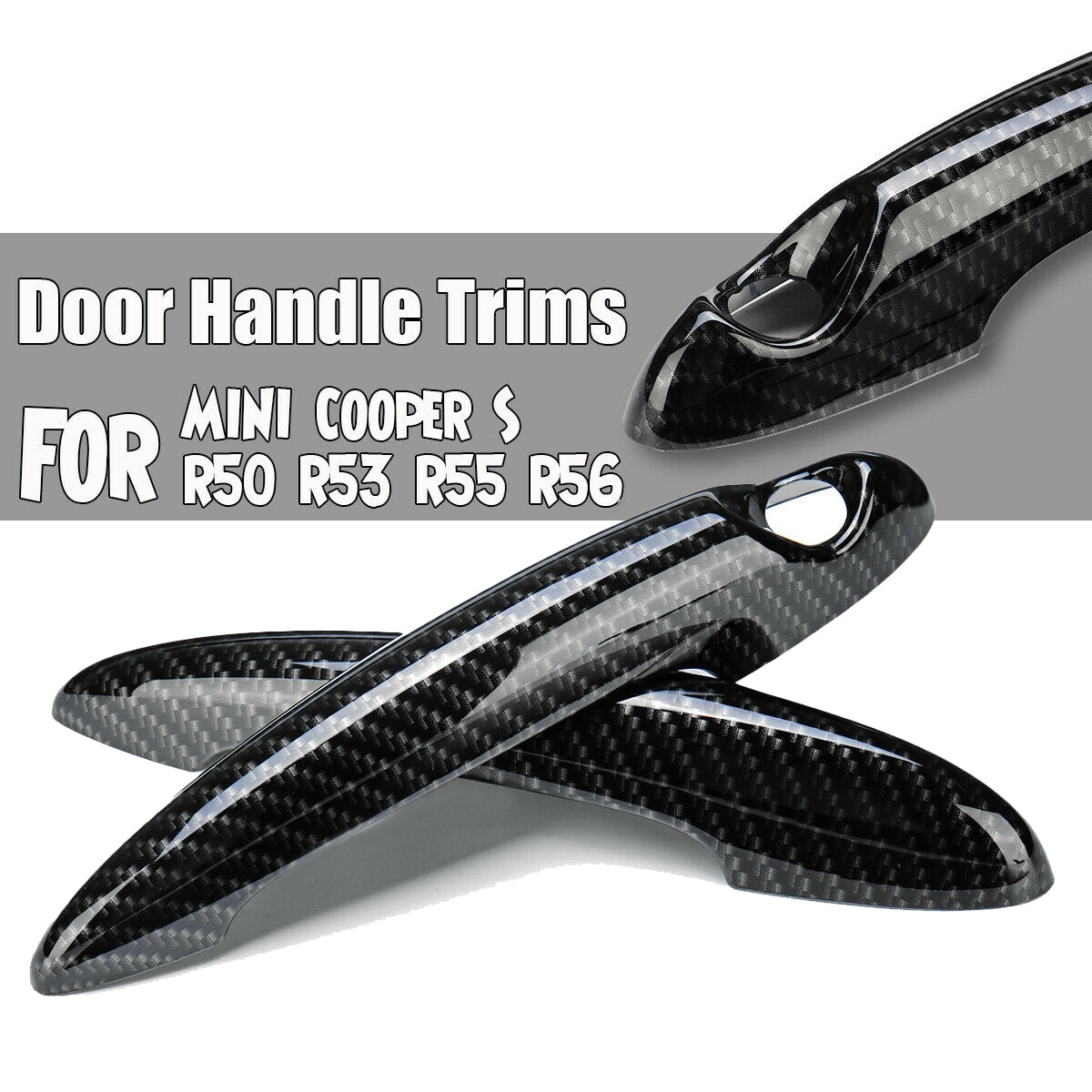 Gloss Black Carbon Fiber Car Door Handle Cover For BMW MINI Cooper S R50 R52 R53 R55 R56 R57 R58 R59 R61 Car Handle Cover