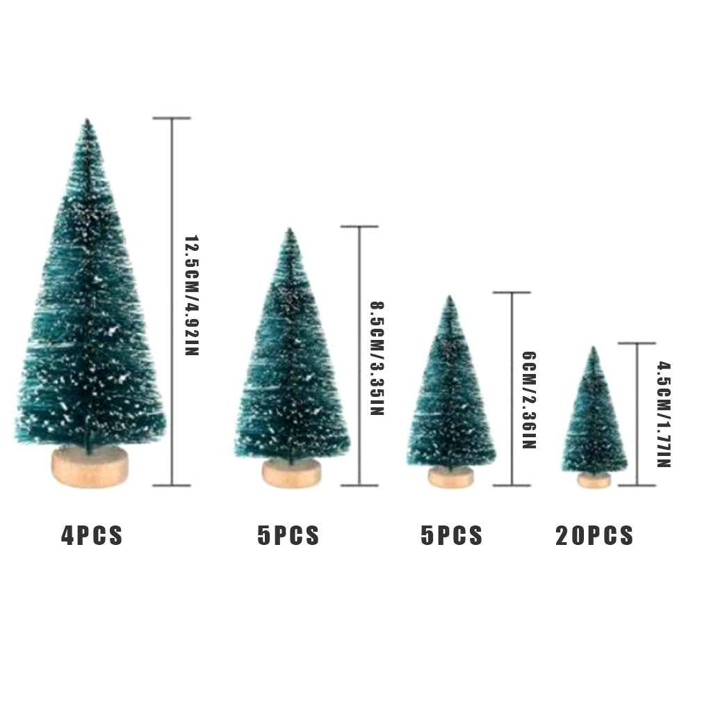 34 Pcs/set Mini Christmas Tree Indoor Desktop Window Garden Decoration Christmas Tree DIY Accessory Home Office Ornament: Default Title