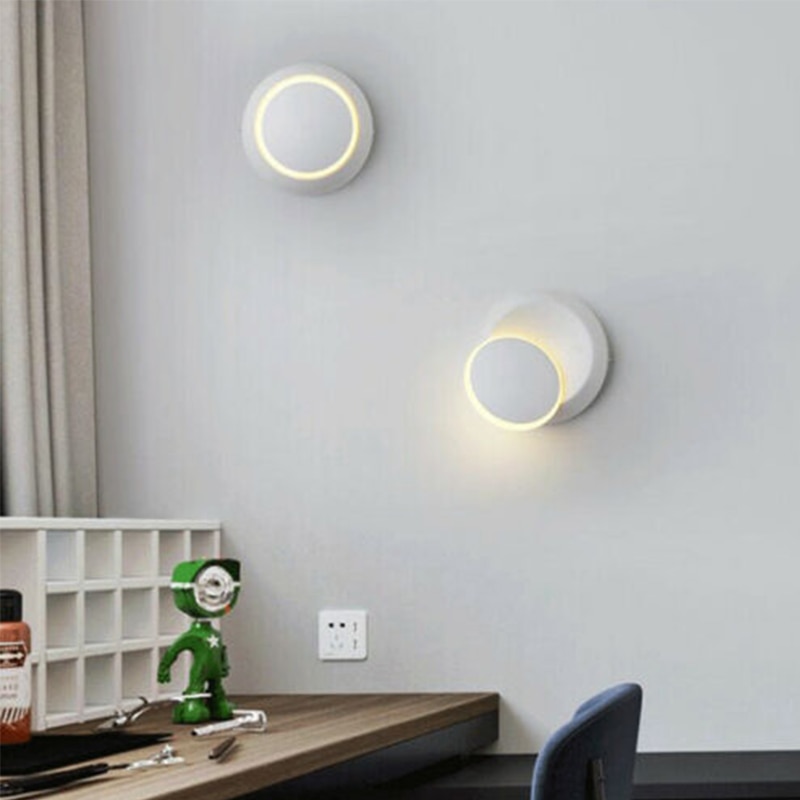 360 ° draaibare moderne led wandlamp, slaapkamer, nachtkastje, ganglamp, zwart-wit, leeslamp