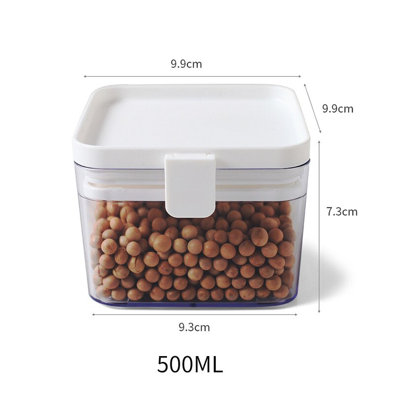 500/1000/1600ML Food Storage Container Plastic Kitchen Refrigerator Noodle Box Multigrain Storage Tank Transparent Sealed Cans: white 500ml