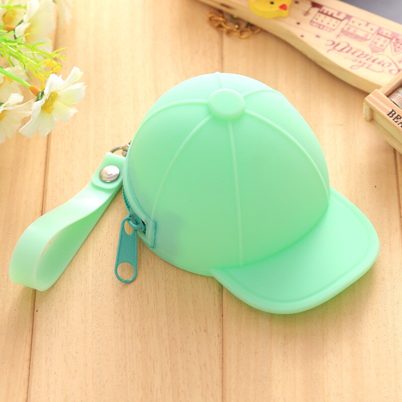 Bonito carteira kawaii chapéu doces cor silicone moeda bolsa chave carteira fone de ouvido organizador caixa de armazenamento bolso: mint green