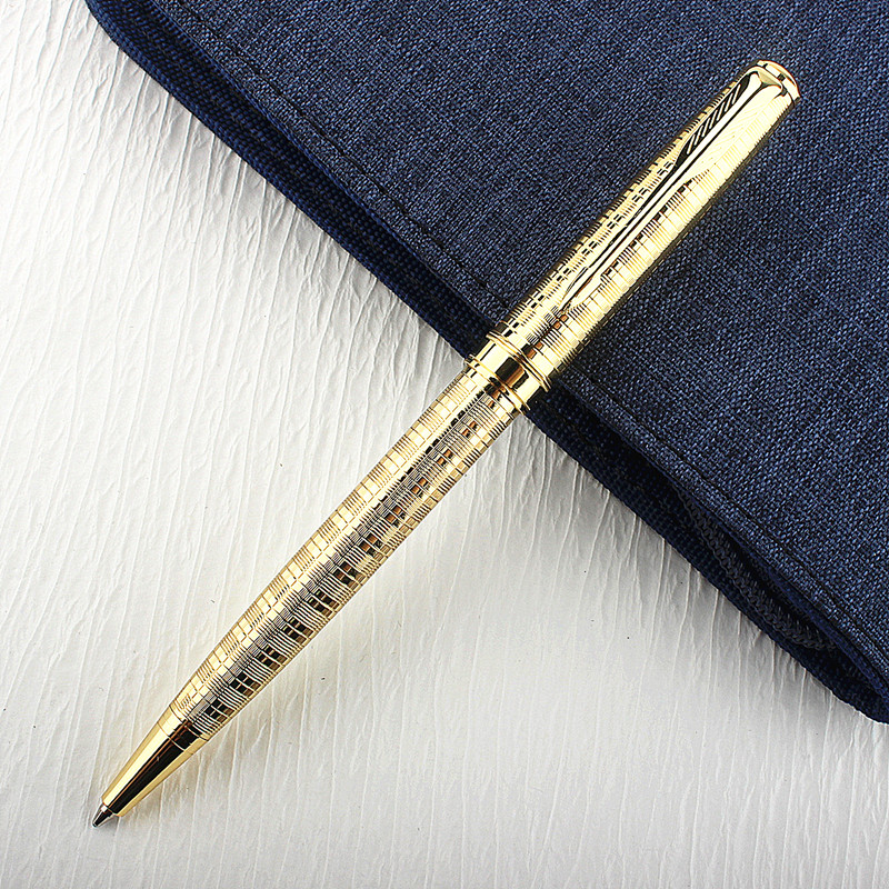 Luxus Metall Rollerball Stift 0,7mm blaue Tinte Stahl Gold Geschäft Signatur Stifte für Schul büro Schreib zubehör Briefpapier