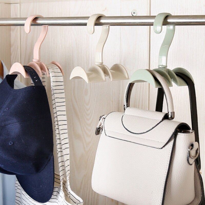 360-degree Rotation Closet Organizer Rod Hanger Handbag Storage Purse Hanging Rack Holder Hook Bag Clothing Hanger