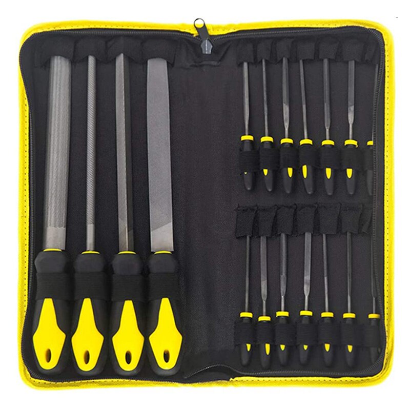 18Pcs File Set, Round and Flat e-File Kits for Woodwork Metal Model Hobby Applications