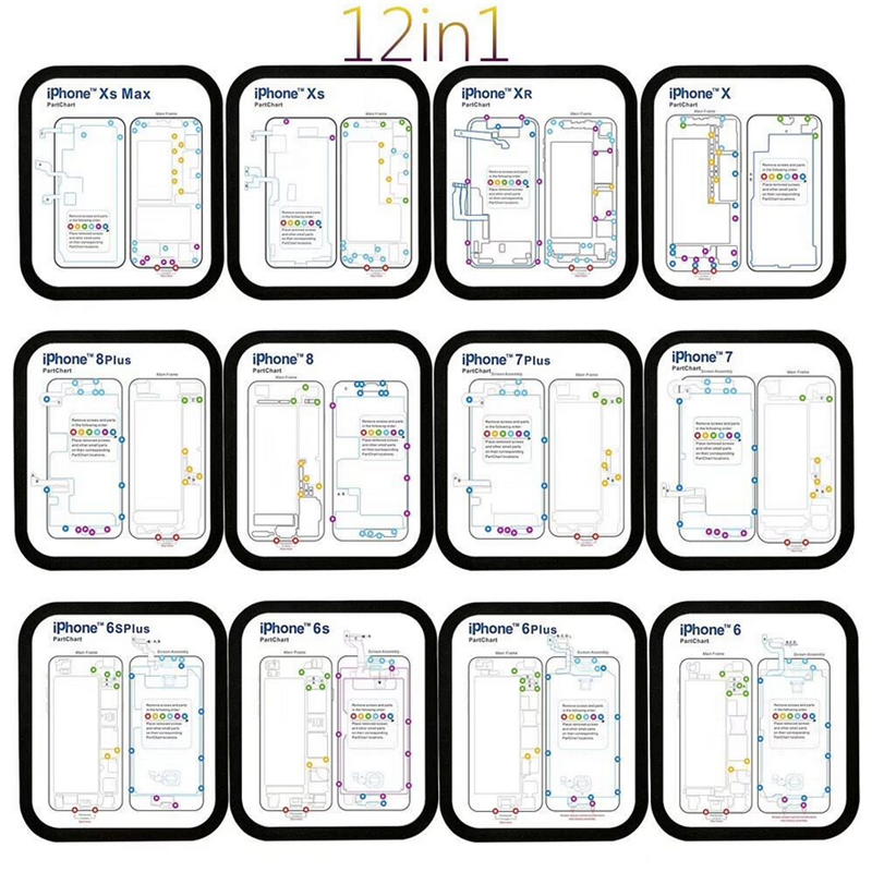 Juego de 12 almohadillas magnéticas para Guía de reparación, para iPhone 6, Xs Max: Default Title