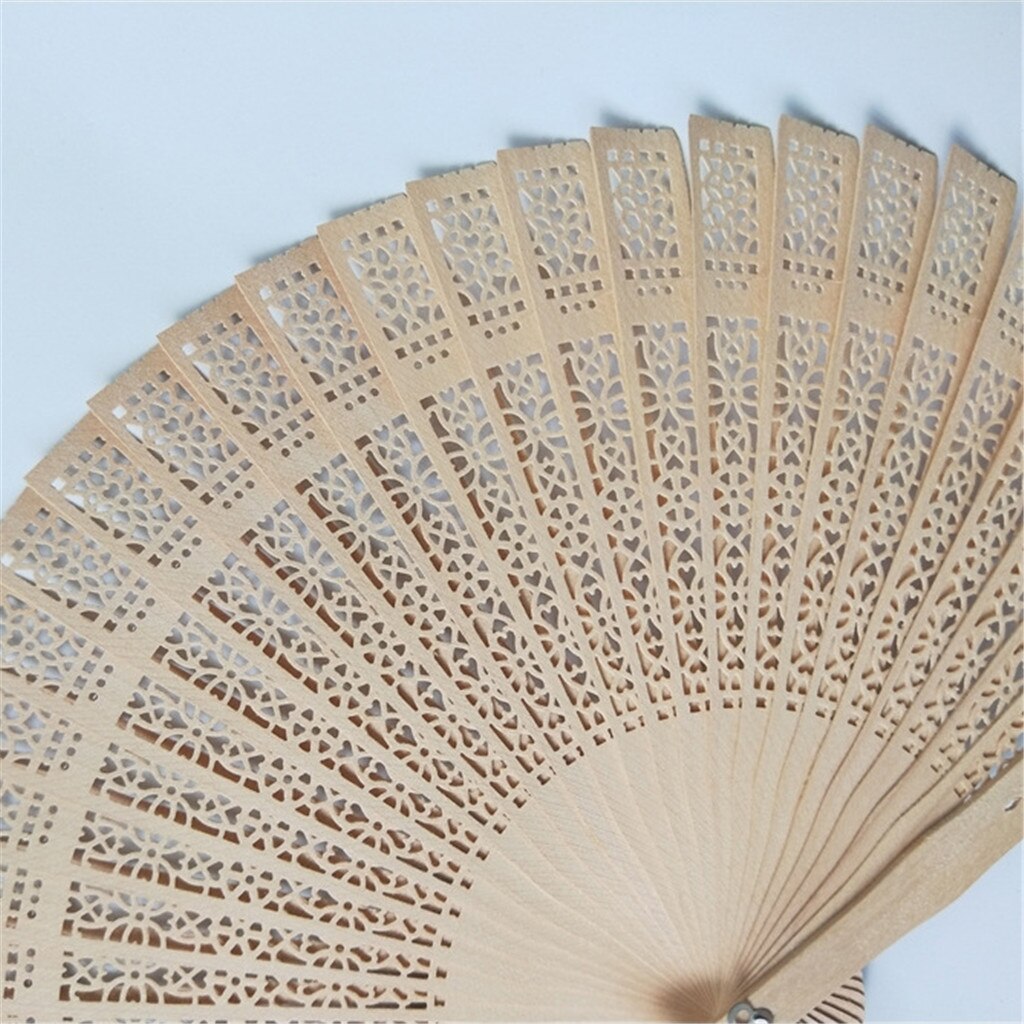 Vouwen Fans Sandelhout Hollow Dans Bruiloft Houten Hand Fans Schilderen Papier Vouwen Hand Held Bloem Fan Abanico
