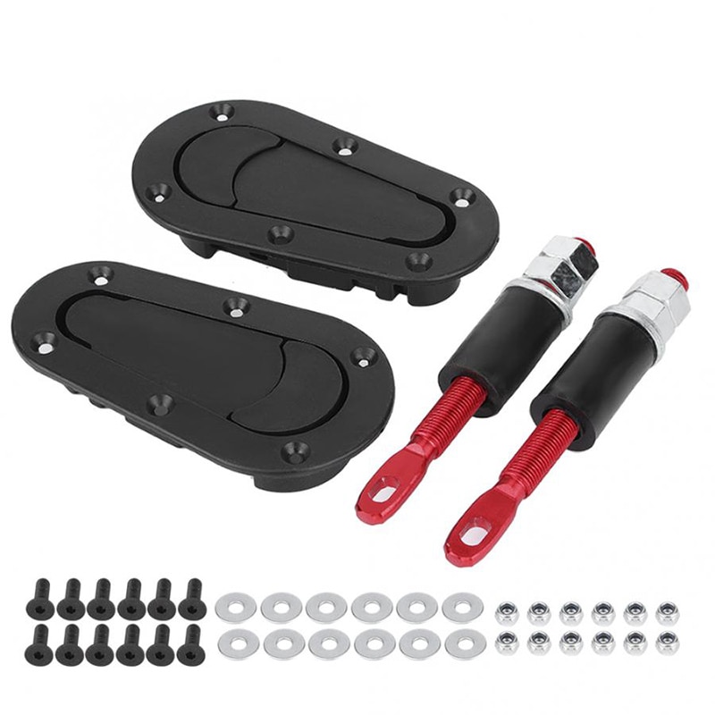 Black Metal Lightweight Quick Release Locking Tools Hood Set Latch Pin Kit Lightweight Locking Hood Set Automobiles Accessories