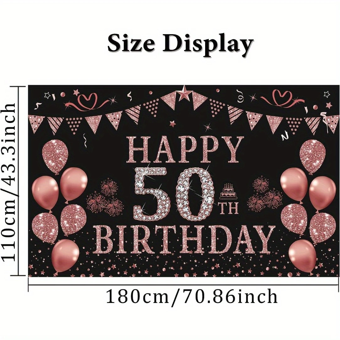 Female 50th Birthday Decoration - Rose Gold 50th Birthday Banner Background 50th Birthday Party Supporting Photography