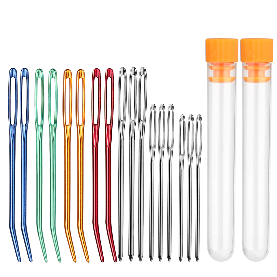 KRABALL Large Eye Blunt Yarn Needle Set Bent Tip Tapestry Needles for Yarn Hand Sewing and Knitting Crochet Tools Accessories: Dark Khaki