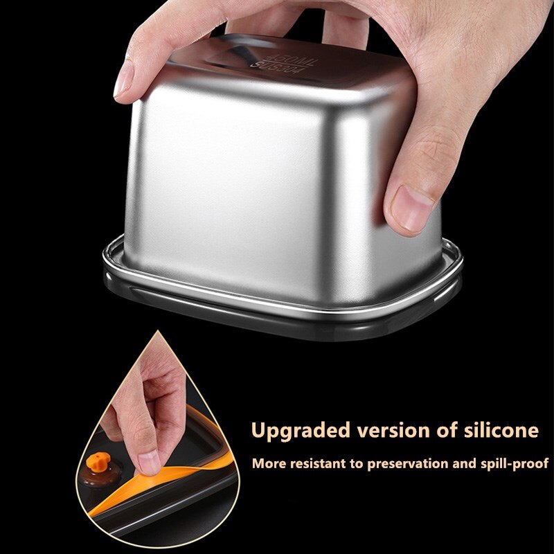 Microwave Lunch Box BPA Free 304 Stainless Steel Refrigerator Crisper Fruit Vegetable Fresh-keeping Box Sealed Food Lunch Box