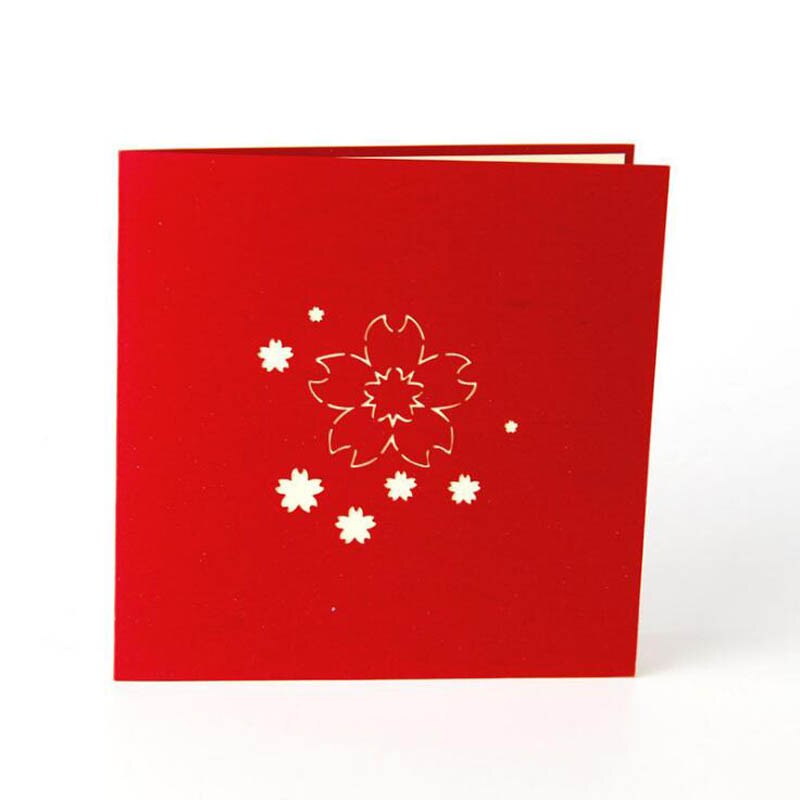 3D Wenskaart Papier Sculptuur Van Kersenbloesem Kids Kerst Decoratie Benodigdheden Uitnodigingskaart