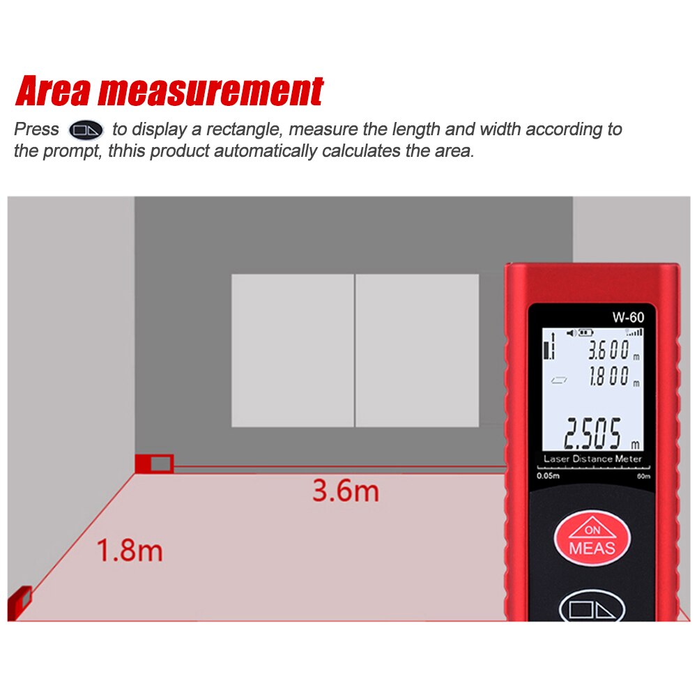 Smart Handheld Distance Meter Portable Multifunction Space Measuring Tool with Backlit LCD Rangefinder Measure Distance