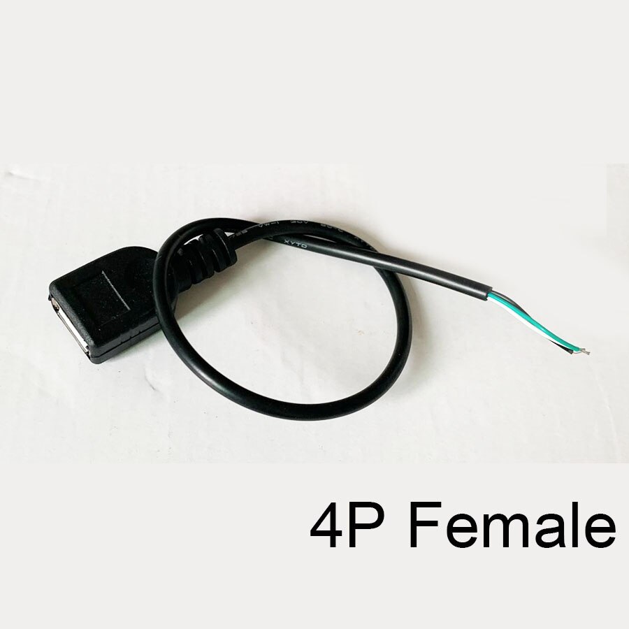 1pcs 2P or 4P Single Head USB 2.0 Power Cord Male / Female Connector Charging Data 2464 Cable A usb Socket for led Light: 4P female