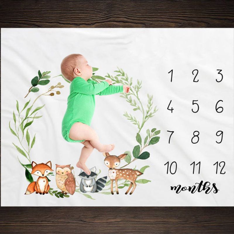 Baby Monthly Milestone Photo Blanket Flannel Newborn Photography Props